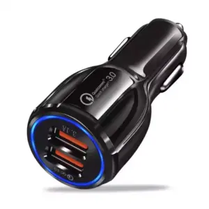 Faith Quick Charge 3.0 In-Car Charger - 2-Port USB Qualcomm QC Fast Charging Adapter for Efficient Charging On the Go.