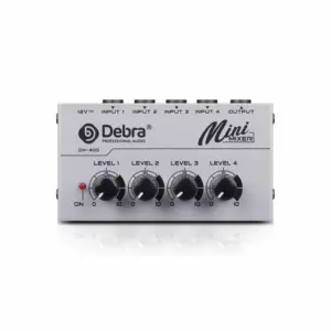 Faith D Debra Audio Mixer 4-Channel Line Mixer for Sub-Mixing, Ultra Low-Noise Mini Mixer for Microphones, Guitars, Bass, Keyboards, and Stage Sub Mixing - Perfect for Small Clubs and Bars DH-400