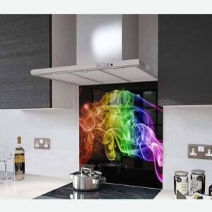 Newmatic Rainbow Smoke on Black Splashback 60/90cm