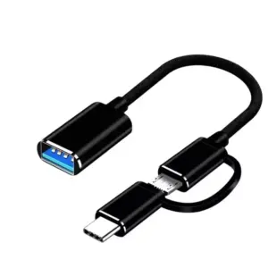 Faith 2-in-1 OTG Adapter Cable - USB C to USB Adapter with Micro USB and USB C Connector, Fast Charging OTG Connector for Tablets and Phones, No Driver Required.
