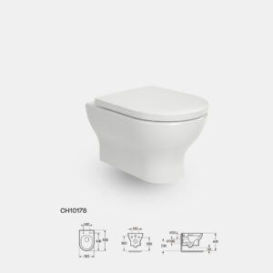 Wall-Hung Rimless Ceramic Toilet With Round Seat