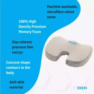A-Care ACare Coccyx Cushion Memory Foam, Comfortable Sitting, Tailbone Pain Relief LS-4105 (EX-E)