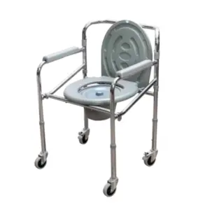 A-Care ACare Commode Chair with Wheels, Model 696, MS-696, Mobile Toilet Chair with Backrest and Arm Support