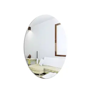 Generic Adhesive Plastic Oval Mirror for Wall Stickers 30x20cm