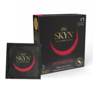 Ansell Skyn Intense Feel Condoms (Latex-Free), Material: Polyisoprene (latex-free), Type: Intense Feel, Size: Typically Standard Fit 26302 (Pack of 3Pcs)