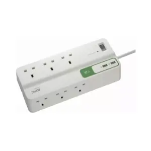 APC Essential Surge Arrest 6 Outlets with 5V 2.4A 2 Port USB Charger 230V UK PM6U-UK