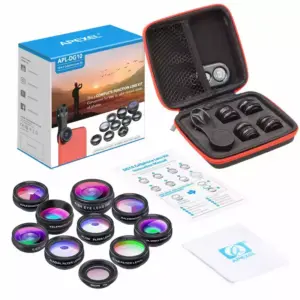 Faith Apexel 10 In1 Cell Phone Camera Lens Kit Wide Angle&Macro Lens+Fisheye Lens Telephoto Lens CPL/Flow/Star/Kaleidoscope For Phones