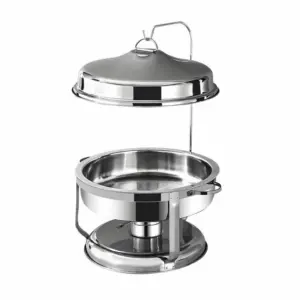 Aardee Avino Chaffing Dish 9L Buffet Set Silver, Stainless Steel Chafing Dishes with Top Lid, Buffet Servers and Warmers Round Catering Buffet Dish AVCD-9RS
