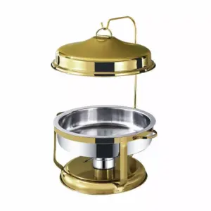 Aardee Avino Chaffing Dish 9L Buffet Set Gold, Stainless Steel Chafing Dishes with Top Lid, Buffet Servers and Warmers Round Catering Buffet Dish AVCD-9RG