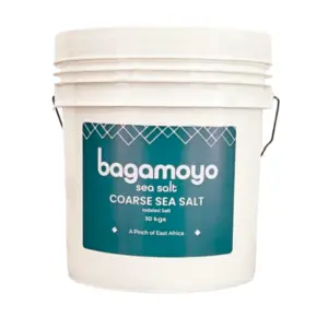 Bagamoyo Sea Salt Bagamoyo Coarse Sea Salt 10kg Tub, Sea Salt, Iodized, Made in Tanzania