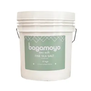 Bagamoyo Sea Salt Bagamoyo Fine Sea Salt 10kg Tub, Sea Salt, Iodized, Made in Tanzania