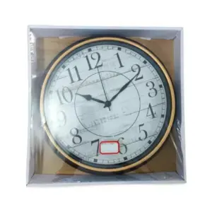 Az Generic Wall Clock Round Shaped Analog Silent Quartz Brown & White Battery Operated AZ-21