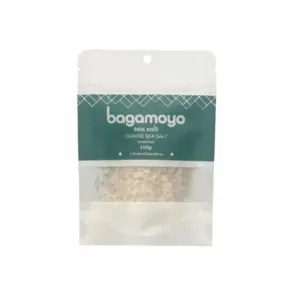 Bagamoyo Sea Salt Bagamoyo Coarse Sea Salt 100g Pouch, Sea Salt, Iodized, Made in Tanzania