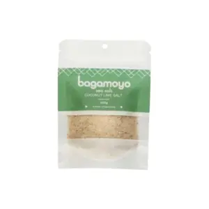 Bagamoyo Sea Salt Bagamoyo Coconut Lime Salt 100g Pouch, Sea Salt with Coconut and Lime Zest, Iodized, Made in Tanzania