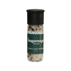 Bagamoyo Sea Salt Bagamoyo Pearls & Pepper Sea Salt 80g Grinder, Sea Salt with Black Pepper, Iodized, Made in Tanzania
