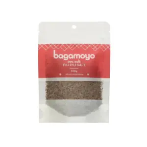 Bagamoyo Sea Salt Bagamoyo Pilipili Spicy Sea Salt, 100g Pouch, Sea Salt with Chilli and Black Pepper, Iodized, Made in Tanzania