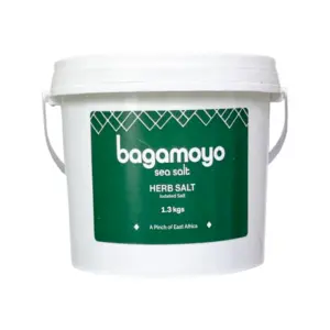 Bagamoyo Sea Salt Bagamoyo Herb Salt 1.3kg Tub, Sea Salt with Rosemary, Oregano & Thyme, Iodized, Made in Tanzania