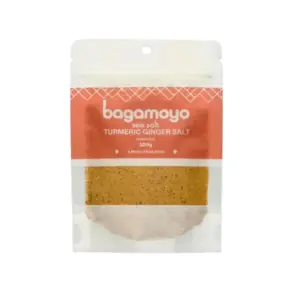 Bagamoyo Sea Salt Bagamoyo Turmeric Ginger Salt 100g Pouch, Sea Salt with Turmeric, Ginger & Black Pepper, Iodized, Made in Tanzania