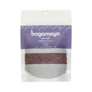 Bagamoyo Sea Salt Bagamoyo Hibiscus Sea Salt 200g Pouch, Sea Salt with Hibiscus, Iodized, Made in Tanzania