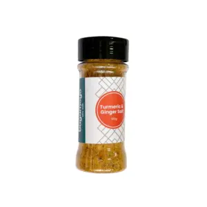 Bagamoyo Sea Salt Bagamoyo Turmeric Ginger Salt 100g Shaker, Sea Salt with Turmeric, Ginger & Black Pepper, Iodized, Made in Tanzania