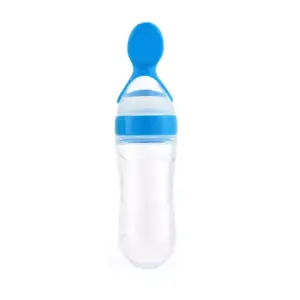 Faith Baby Food Feeder Silicone Squeeze Feeding Bottle Baby Food Dispensing Spoon Bottle Feeder For Fruit Juice Cereal Food Feeding Bottle Soup Spoon 90ml