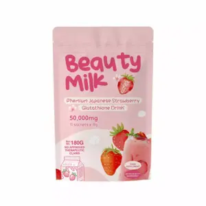 Faith Beauty Milk Premium Japanese Strawberry Glutathione Drink (10×18g sachets, 50000mg) | Instant Powdered Milk Tea for Beauty and Wellness