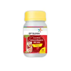 BF Suma Calcium & Vitamin D3 Milk Tablets (Strawberry Flavour), 60 Tablets/Bottle, Promotes Strong Bones and Prevents Osteoporosis in Kids, Enhances Dental Health AP182B