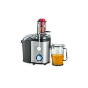 Black & Decker Juice Extractor 800W 1.7L Large Pulp Container, XL 75mm Feeding Chute, 1.1L Collector with Food Pusher, 2 Speeds, Powerful Components, Premium Stainless-Steel Finish JE800-B5