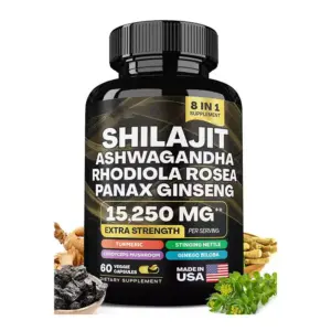 Faith BIYODE 8-in-1 Shilajit Capsules — Shilajit, Panax Ginseng, Ashwagandha, Rhodiola Rosea, Turmeric, Gingko Biloba, Stinging Nettle, And Cordyceps Mushroom (15250mg)