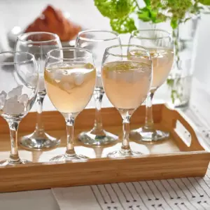 Bon Appetit Tulip Shape Wine Stem Glass 350ml Crystal Cold Cut HM-BA324 (Pack of 6pcs)