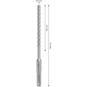 Bosch Hammer Drill Bit SDS Plus-5 Drill X 6 X 100 X 160 MM 2608833778 (Pack of 10pcs)
