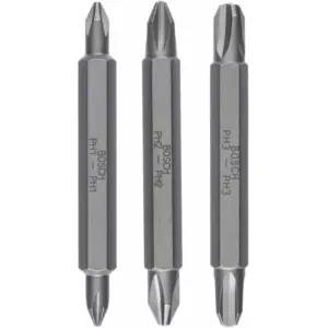 Bosch Extra Hard Double-Ended Drill Bit Set 60 mm, PH1, PH2, PH3 2607001748 (Pack of 3 Pcs)