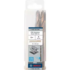 Bosch HSS Metal Drill Bit 135°, 9 mm x 81 x 125 mm 2608585896 (Pack of 5 Pcs)
