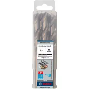 Bosch HSS-G Ground Metal Drill Bit 135°, 11.0mm x 94mm x 142mm 2608595079 (Pack of 5 Pcs)