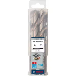 Bosch HSS-G Ground Metal Drill Bit 135°, 13.0mm x 101mm x 151mm 2608595083 (Pack of 5 Pcs)