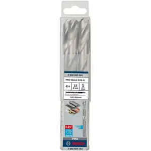 Bosch HSS-G Ground Metal Drill Bit 118°, 15mm x 114 x 169 mm 2608585594 (Pack of 4 Pcs)
