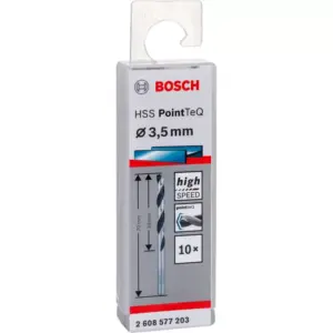 Bosch HSS Twist Drill Bit PointTeQ 3.5 mm, 90° 2608577203 (Pack of 10 Pcs)