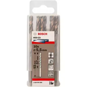 Bosch HSS Metal Drill Bit 118°, 5.5mm x 57 x 93 mm 2608585888 (Pack of 10 Pcs)