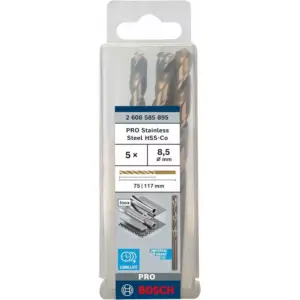 Bosch HSS Metal Drill Bit 118°, 8.5 mm x 75 x 117mm 2608585895 (Pack of 5 Pcs)