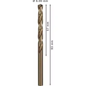 Bosch HSS Metal Drill Bit 135°, 6mm x 57 x 93 mm 2608585889 (Pack of 10 Pcs)