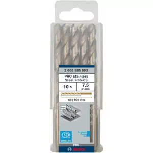 Bosch HSS Metal Drill Bit 135°, 7.5 mm x 69 x 109mm 2608585893 (Pack of 10 Pcs)
