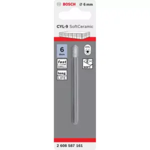 Bosch Soft Ceramic Tile Drill Bit 6 mm X 80 mm Cyl-9 2608587161 (Pack of 10 Pcs)