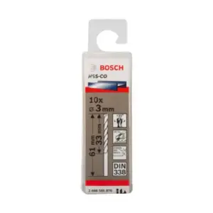 Bosch Twist Drill CO 03mm 10unid HSS CO 10 x 3mm 2608585876