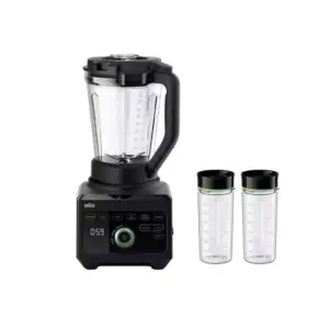 Braun Blender 3L Plastic Jug with Dry Grinder 1600W JB901AI-JB9042BK 2 Plastic Jars Stainless Steel Blades Ice Crush Function 10 Speeds With Pulse