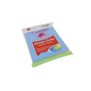 Generic Castillo Heavy Duty Sponge Cloths Red, Yellow & Blue 20x17cm (Pack of 96Pcs)