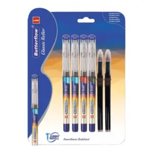 Cello Pen Cello Butterflow Classic Roller Pen 0.7mm Blue Pack of 6