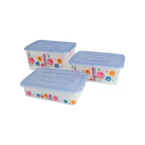 Cello Plastic Container Rugby Printed 280 x 200 x 150mm 3pc Set