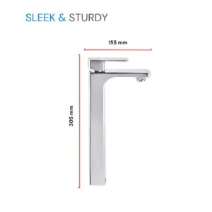 CERA Sanitary Cera Lever Single Lever Basin Mixer with 305mm/12" Extended Body, Ruby F1005452CH