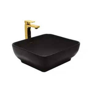 CERA Sanitary Cera Basin Thin Rim Table Top Wash Basin 450x400x160mm Campa, Matt Black S2020101MB