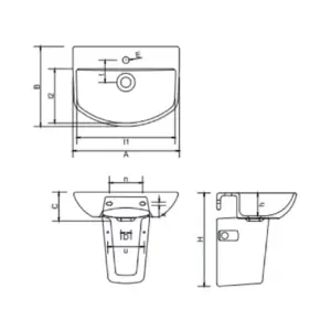 CERA Sanitary Cera Basin Wall Hung Basin 450x410x150mm Canberra L S2040165SN